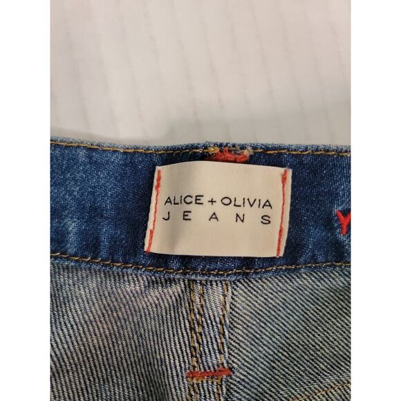 Alice and Olivia Wide Leg Jeans Size 26 High Rise Crop Boho Classic - Picture 6 of 12